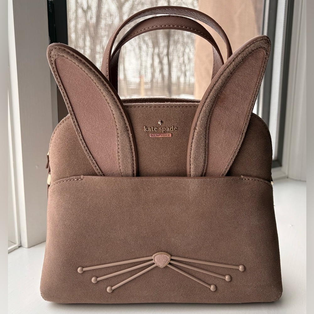 Kate Spade Suede Bunny Desert Muse Small Lottie Bag + Matching Lacey Wallet